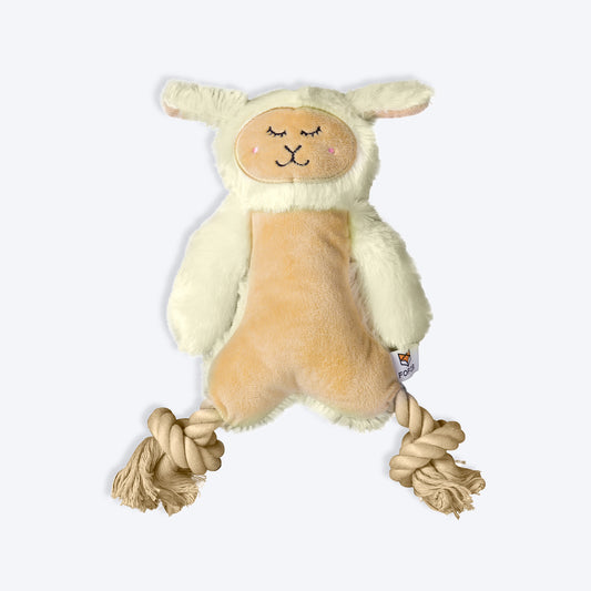 FOFOS Rope leg Sheep Squeaky Plush Toy For Dog -  Beige & Off White - Heads Up For Tails