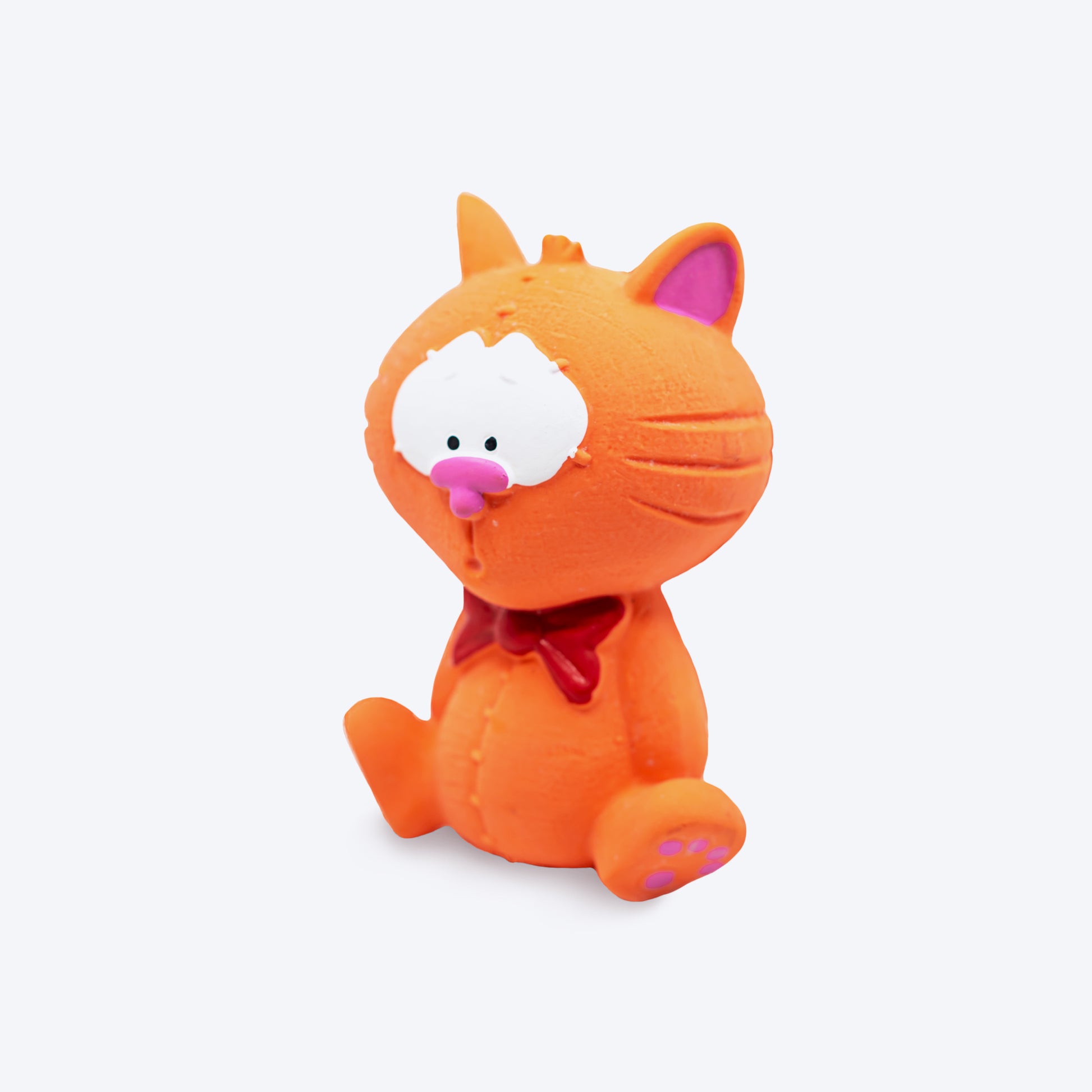 FOFOS Cat Shape Latex Bi Squeaky Chew Dog Toy - Orange - S - Heads Up For Tails