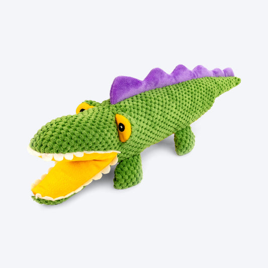 Barkbutler Aly The Gator Squeaky Plush Toy For Dog - Green - Heads Up For Tails
