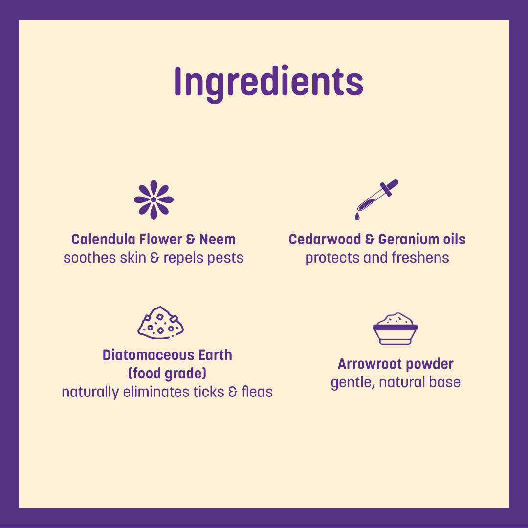 HUFT Natural Anti Tick and Flea Powder for Dogs & Cats - 100 g - Heads Up For Tails