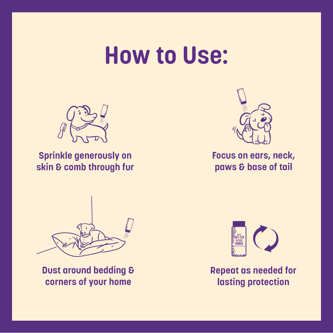 HUFT Natural Anti Tick and Flea Powder for Dogs & Cats - 100 g - Heads Up For Tails