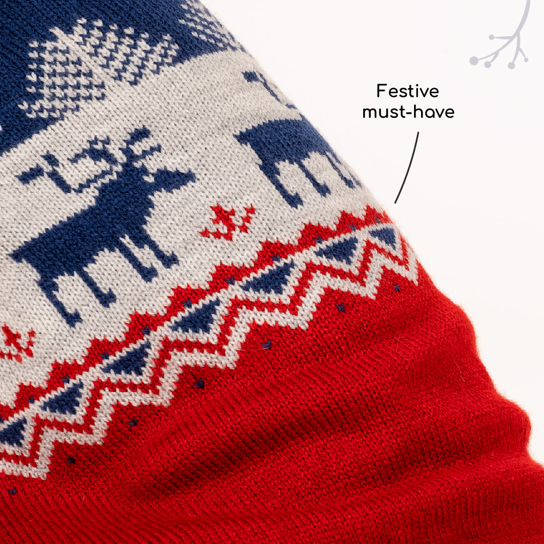 HUFT Winter Miracle Sweater For Dogs Red Blue Heads Up For Tails