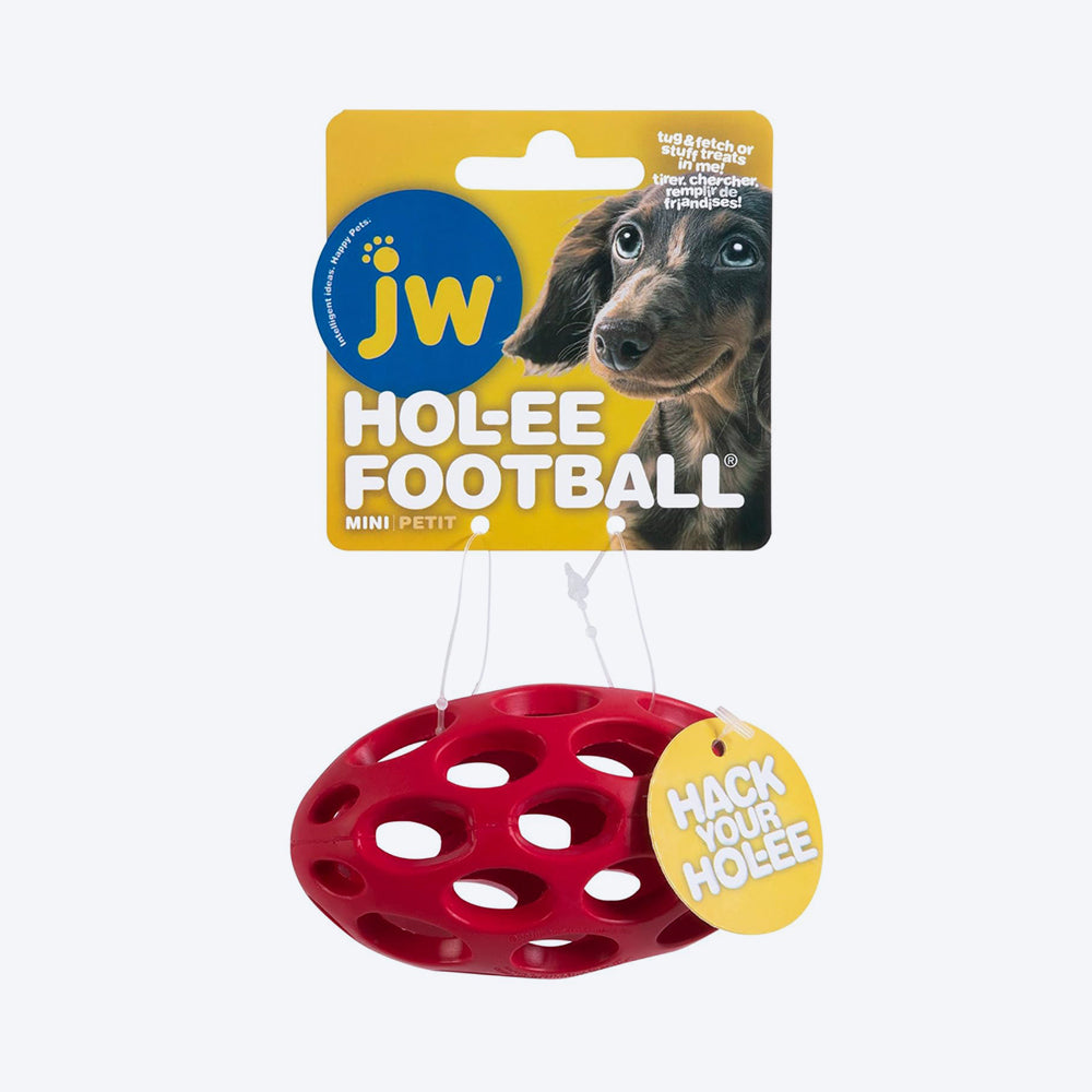 JW Pet Hol-ee Football Puzzle Dog Toy - Assorted - Heads Up For Tails