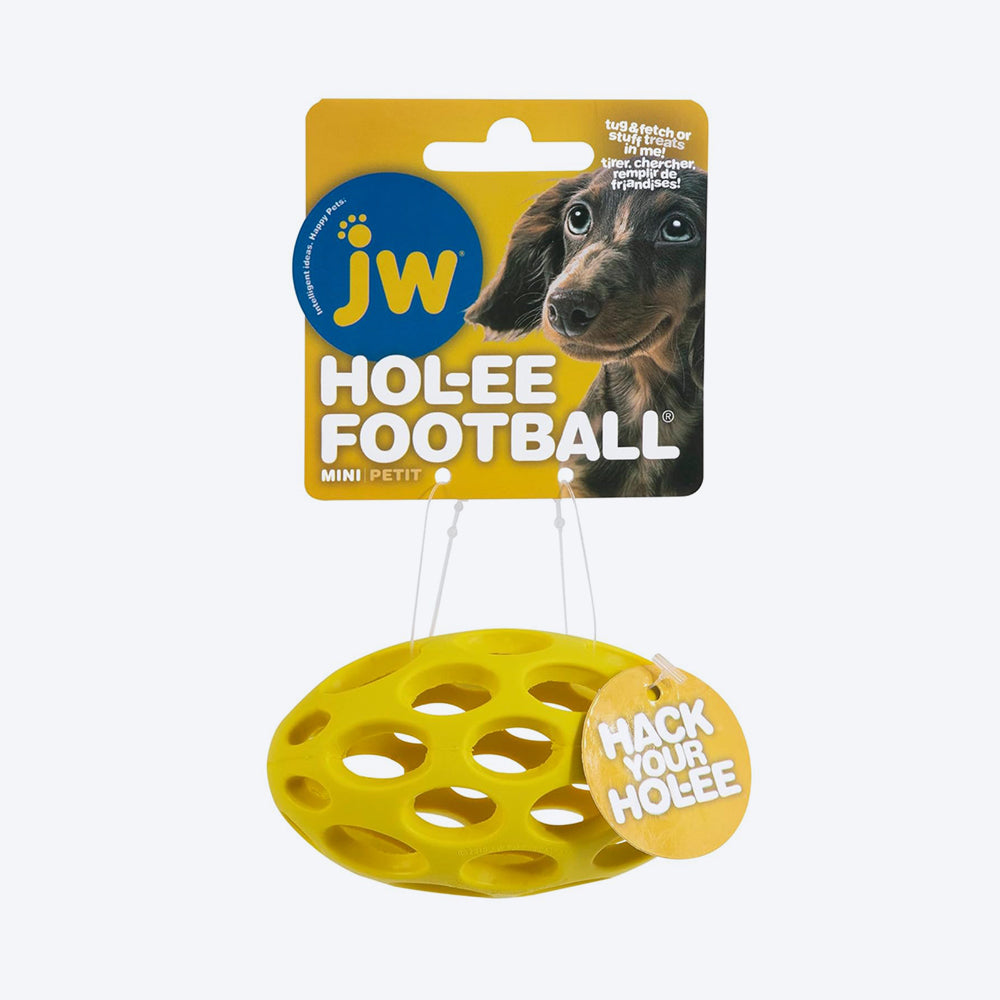 JW Pet Hol-ee Football Puzzle Dog Toy - Assorted - Heads Up For Tails