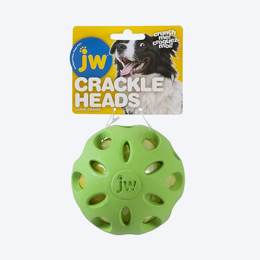 JW Pet Heads Crackle Ball Dog Toy - Assorted - L - Heads Up For Tails