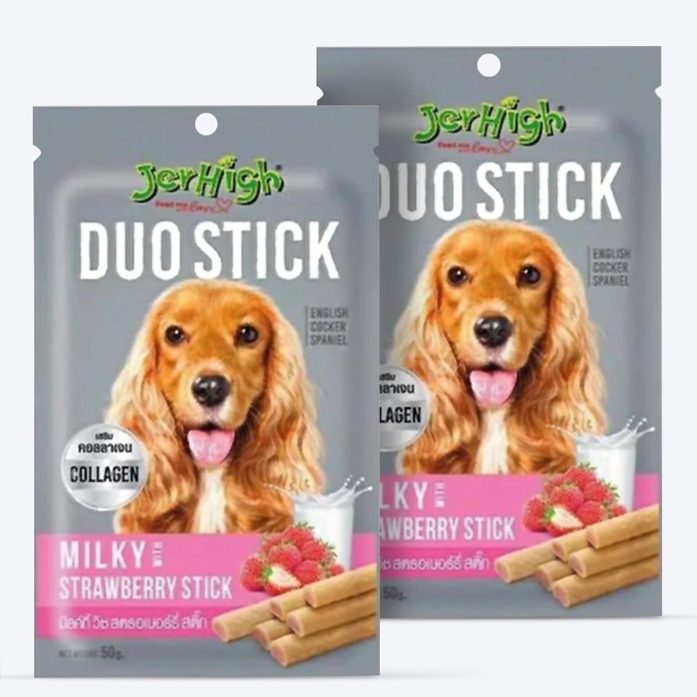 JerHigh Duo Stick Dog Treat - Milk with Strawberry Stick - 50 g_02