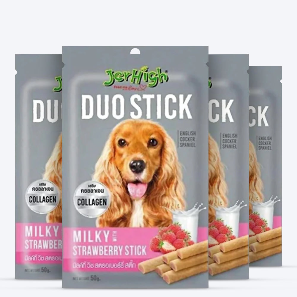 JerHigh Duo Stick Dog Treat - Milk with Strawberry Stick - 50 g_03