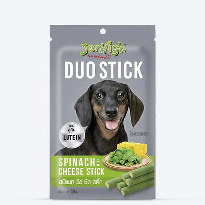 JerHigh Duo Stick Dog Treat - Spinach with Cheese Stick - 50 g_01