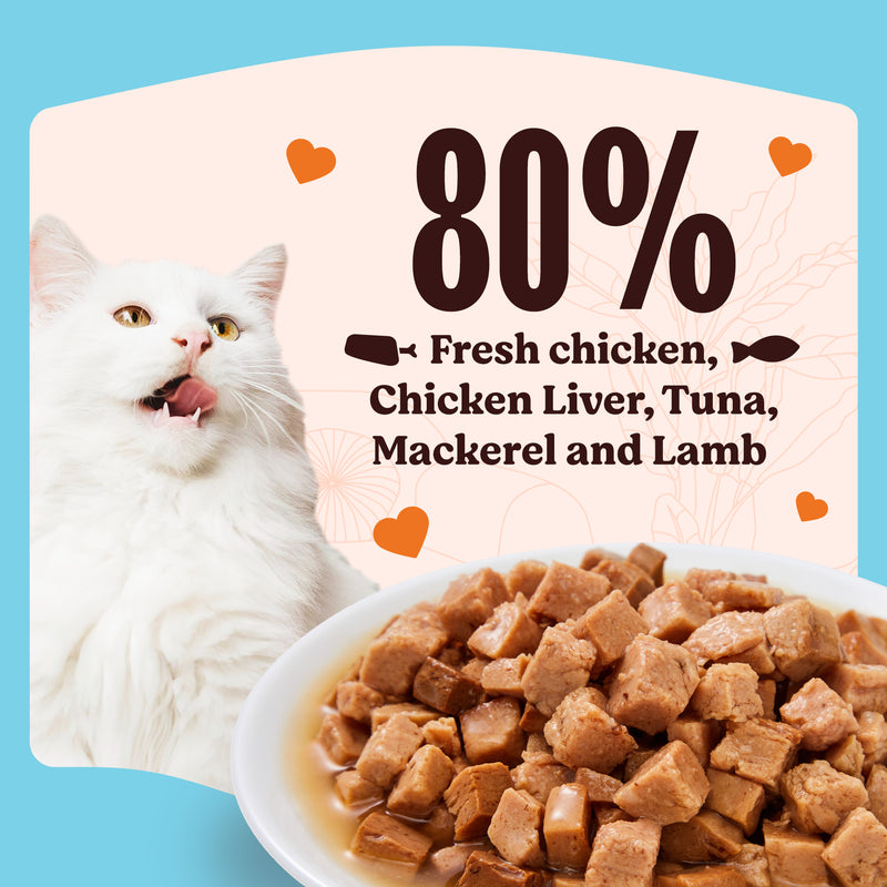 Kennel Kitchen Fish Chunks In Gravy Wet Cat Food - 80 g packs - Heads Up For Tails
