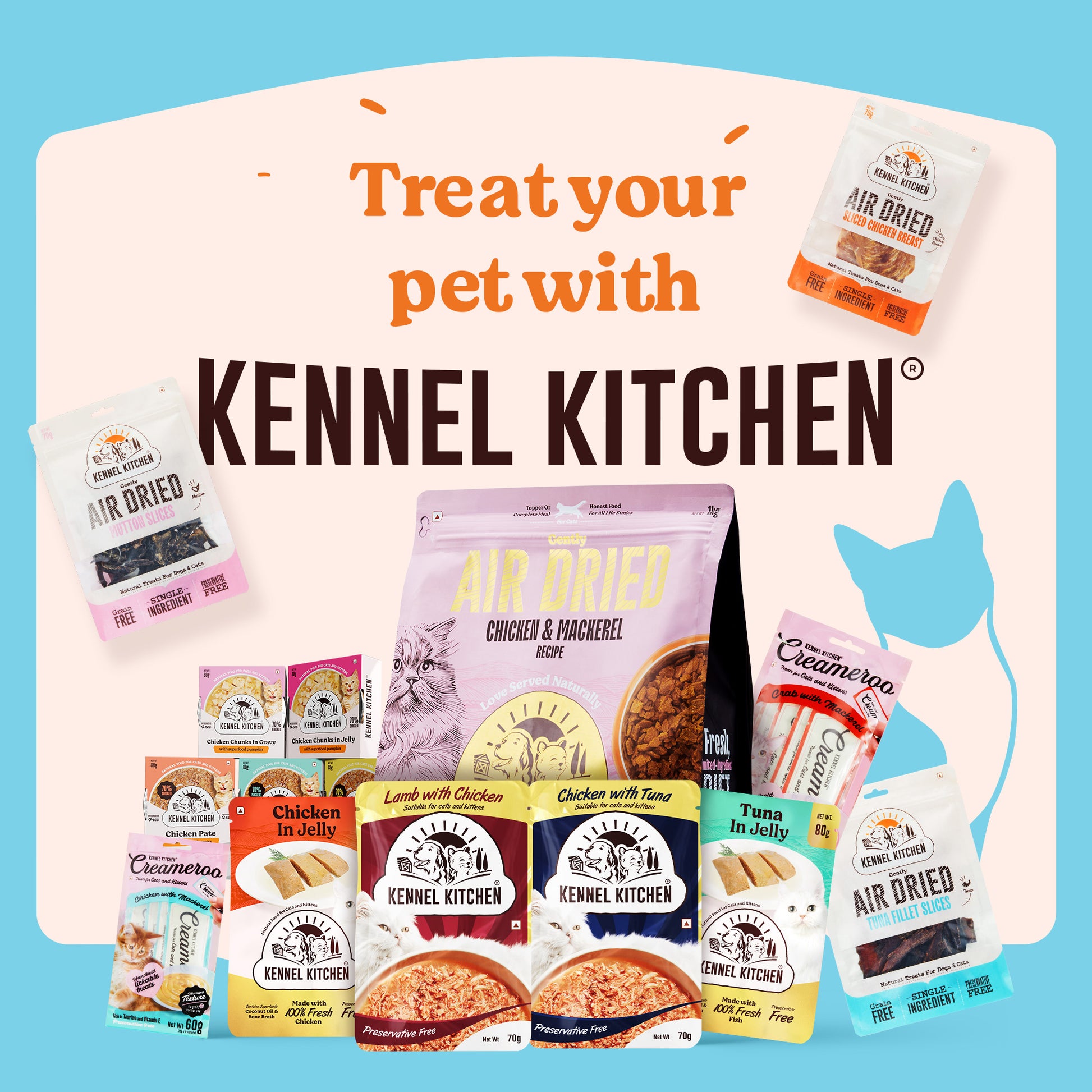 Kennel Kitchen Fish Chunks In Gravy Wet Cat Food - 80 g packs - Heads Up For Tails