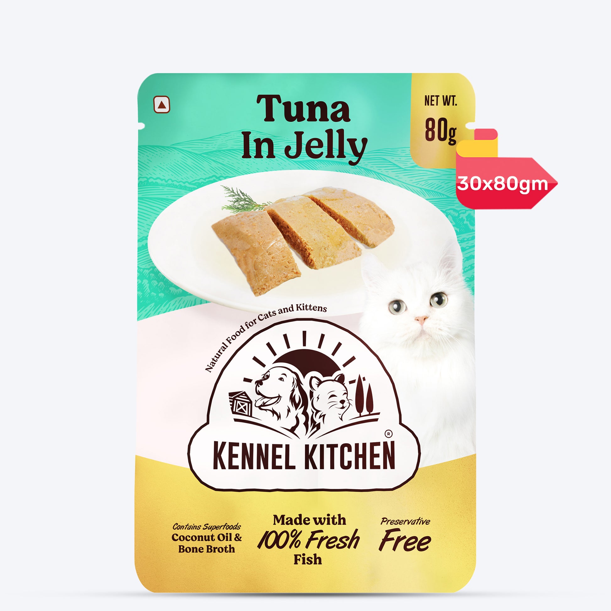 Kennel Kitchen Tuna in Jelly Grain Free Wet Cat Food - 80 g packs - Heads Up For Tails