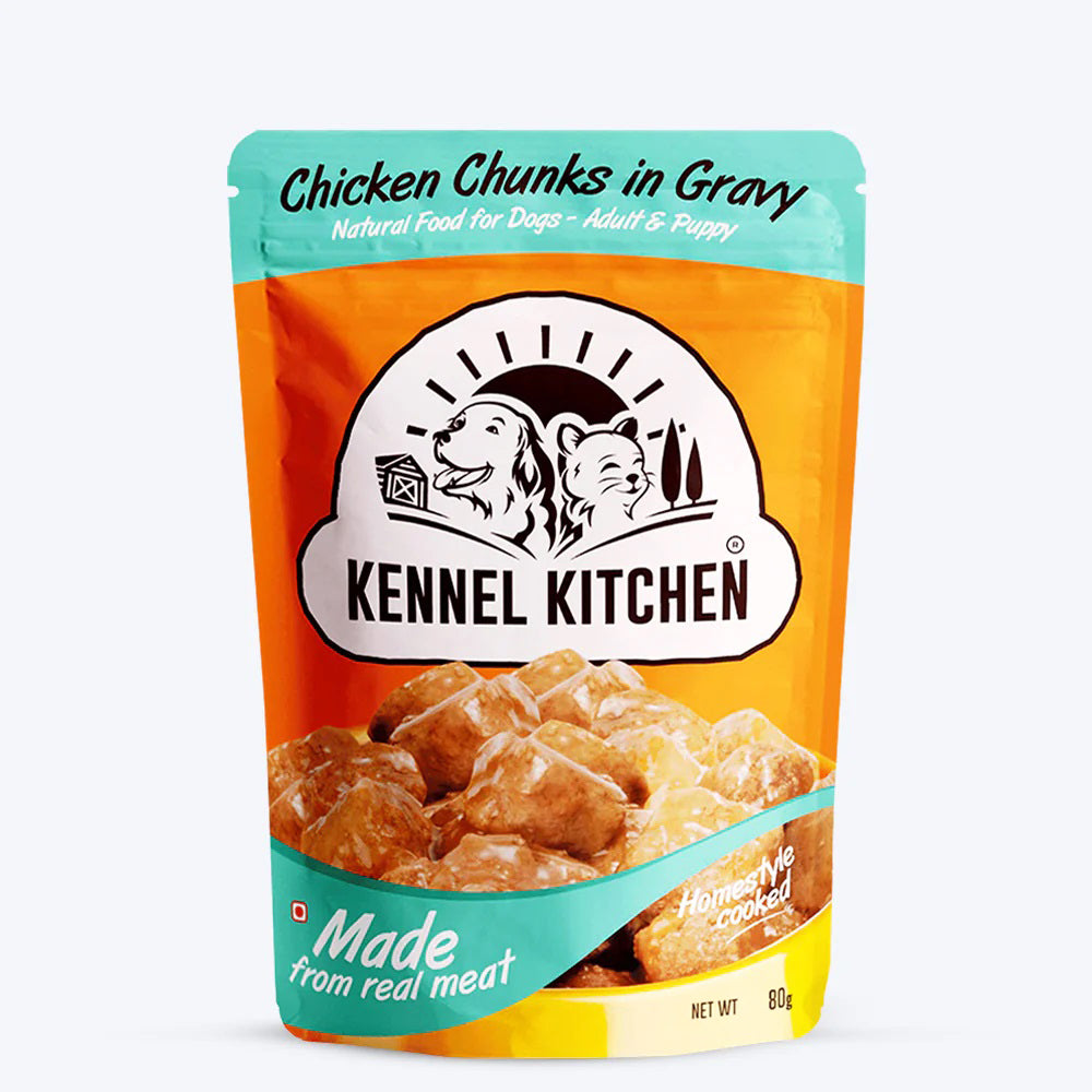 Kennel Kitchen Chicken Chunks in Gravy Wet Dog Food - 80 g packs - Heads Up For Tails
