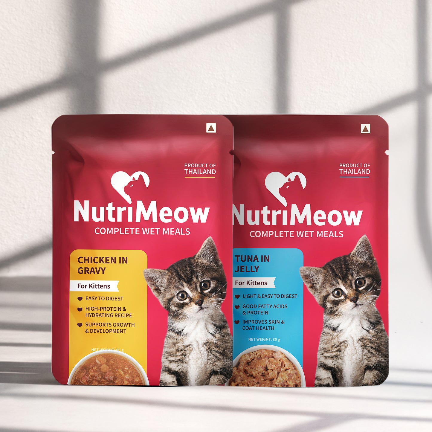 NutriMeow Adult Cat Trial Pack - Chicken in Gravy + Tuna in Jelly Wet Food (2 x 80 gm) - Heads Up For Tails