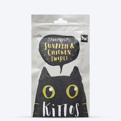 Kittos Purr-Fect Sunfish & Chicken Twirls Cat Treats - 35 g - Heads Up For Tails