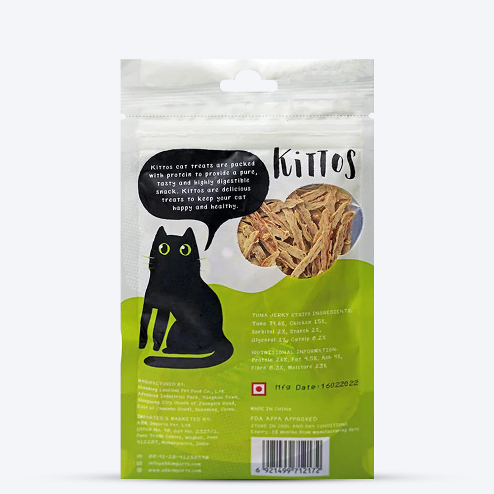 Kittos Purr-Fect Tuna Jerky Strips Cat Treats - 35 g - Heads Up For Tails