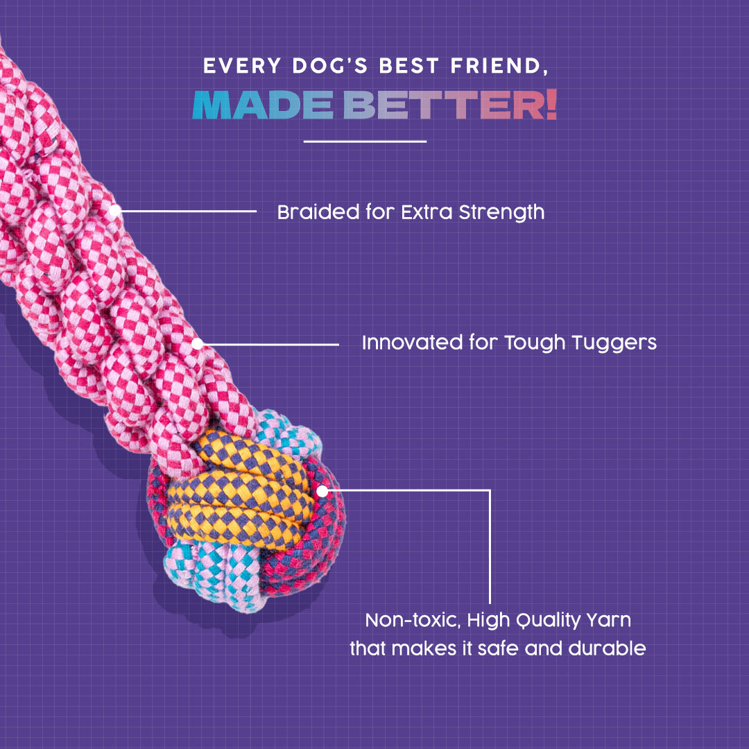 Dash Dog Knots of Fun Rope Toy For Dog - Pink - Heads Up For Tails