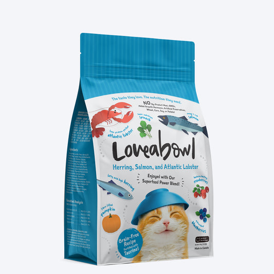 Loveabowl Grain Free Herring, Salmon & Atlantic Lobster Cat Dry Food - Heads Up For Tails