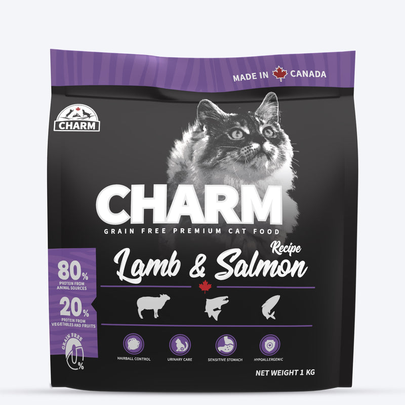 Charm Premium Lamb & Salmon Recipe Grain Free Dry Food For Cat - Heads Up For Tails
