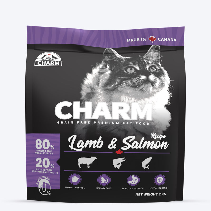 Charm Premium Lamb & Salmon Recipe Grain Free Dry Food For Cat - Heads Up For Tails