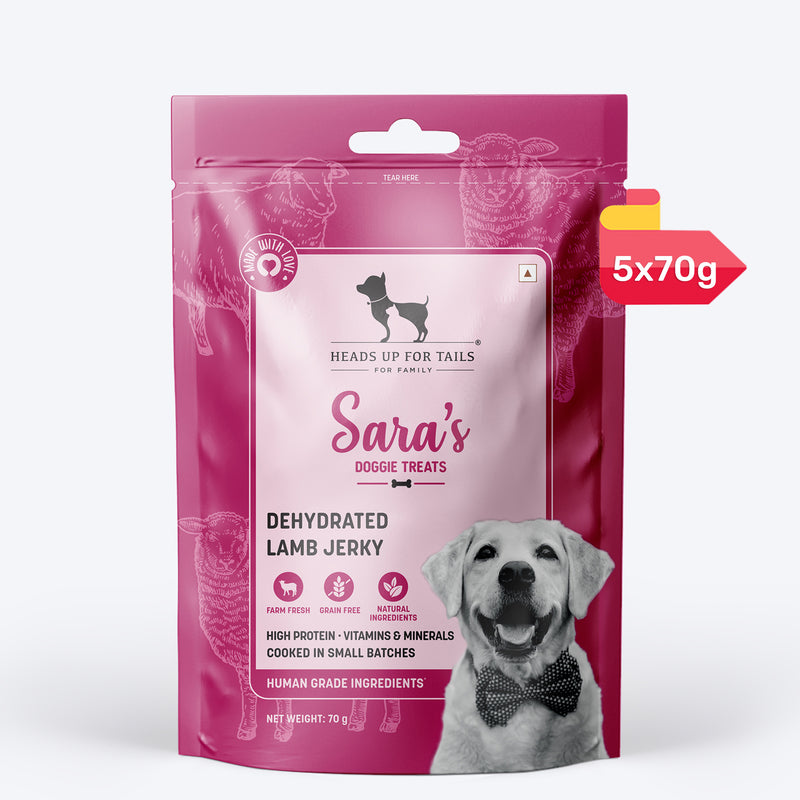 Sara's Doggie Treats Dehydrated Lamb Jerky, 70 g, high protein, low fat, all-natural, grain-free dog treats.