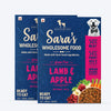 Sara's Wholesome Grain-Free Lamb and Apple Dog Food, 300 g, made with 50% meat and 50% fruit and vegetables.