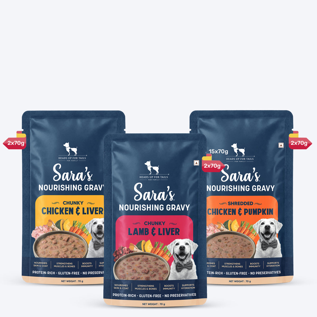 Sara’s Nourishing Gravy Trial Pack of 6 (70 gm Each), 100% Natural Ingredients, Gluten Free, No Artificial Preservative