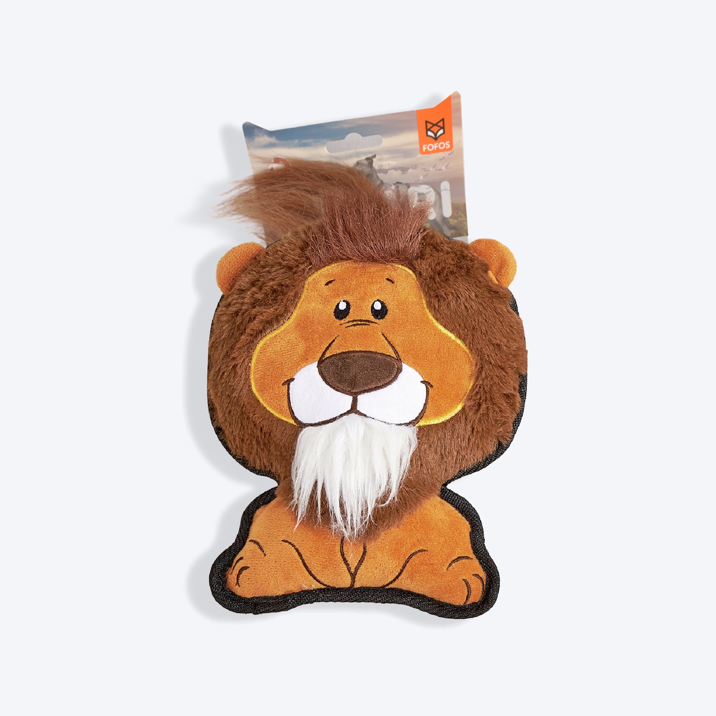 FOFOS Lion Safari Line Squeaky Plush Toy For Dog - Brown - Heads Up For Tails