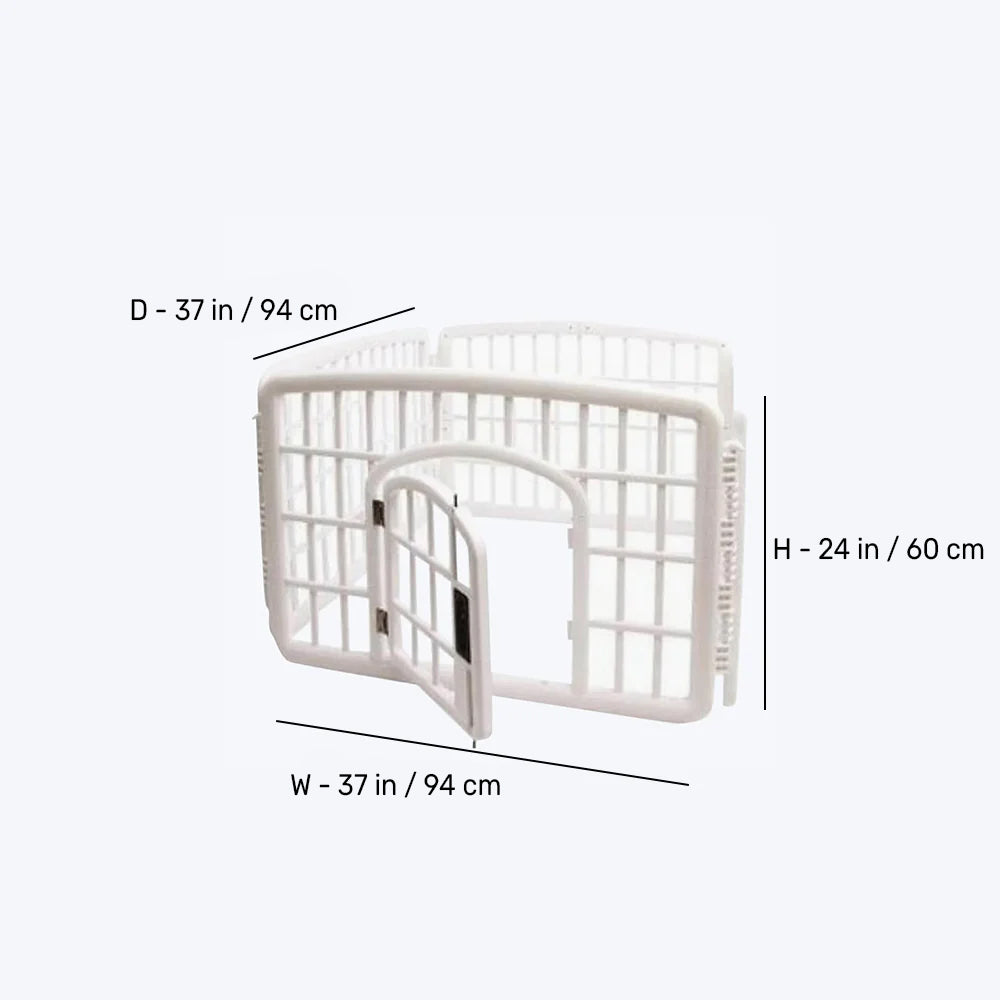 M-Pets Alaska Foldable Puppy Pen with Door - White - Heads Up For Tails
