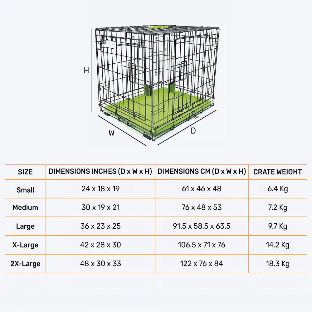 M-Pets Voyager Wire Crate With 2 Doors - Green - Heads Up For Tails