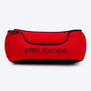 HUFT Personalised Classic Lounger Dog Bed (Free Bone Cushion) - Red With Navy - Heads Up For Tails