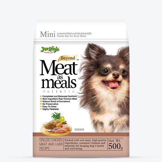 JerHigh Meat As Meals Grilled Chicken, Meat & Liver Dry Dog Food For Smaller Breed - 500 g - Heads Up For Tails