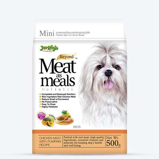 JerHigh Meat As Meals Chicken Meat With Pumpkin Recipe Dry Dog Food For Smaller Breed - 500 g - Heads Up For Tails