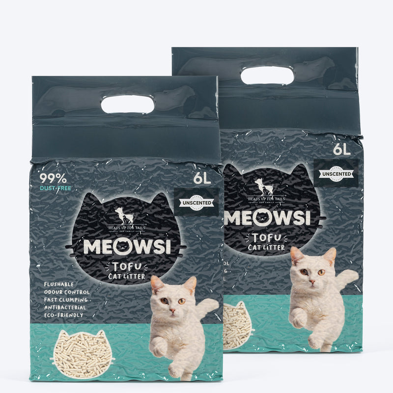 Meowsi by HUFT Tofu Cat Litter for Cats – Unscented, 6 Litre - Heads Up For Tails