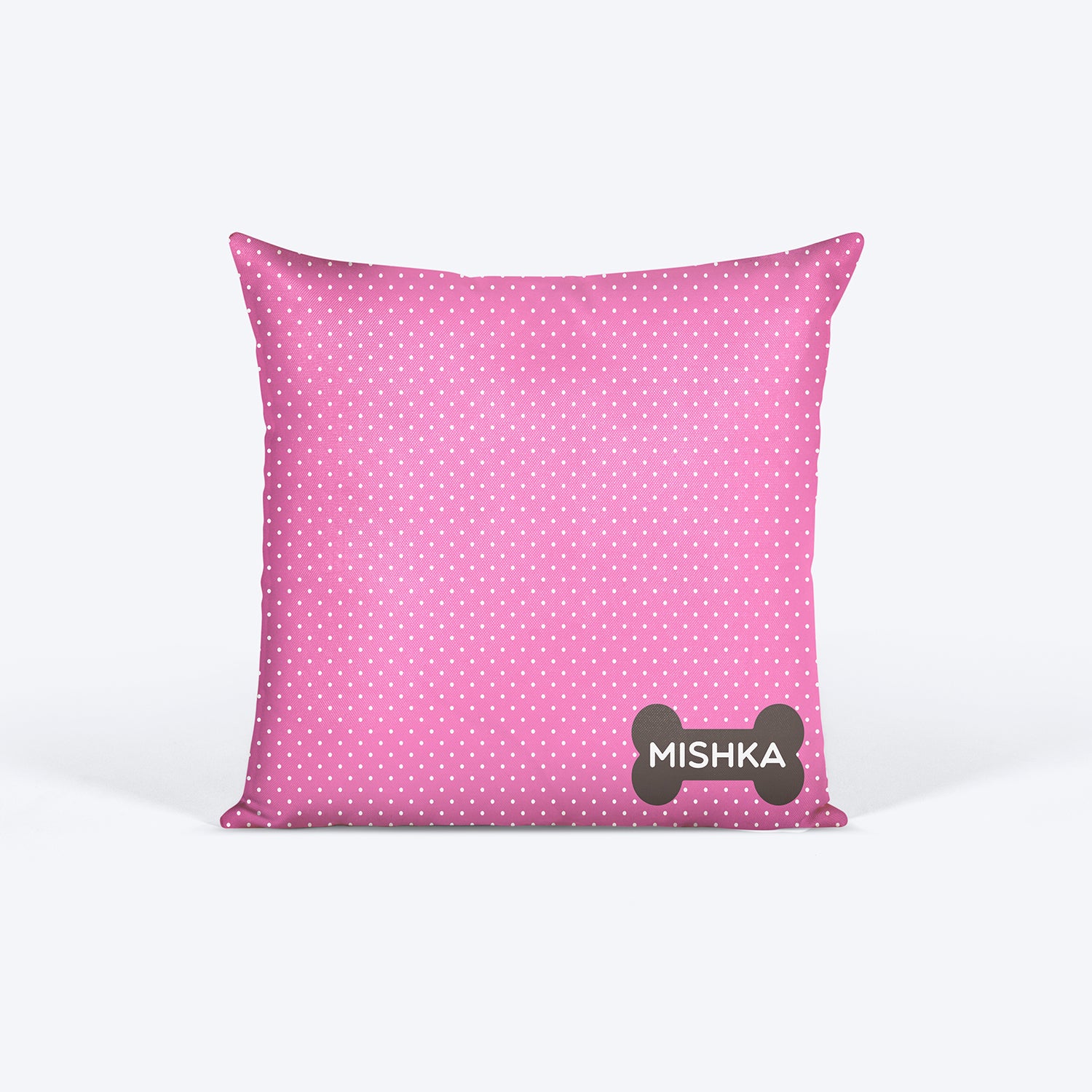 HUFT Pink Polka Dot Personalised Cushion - 12 inches (30 x 30 cm) - Heads Up For Tails