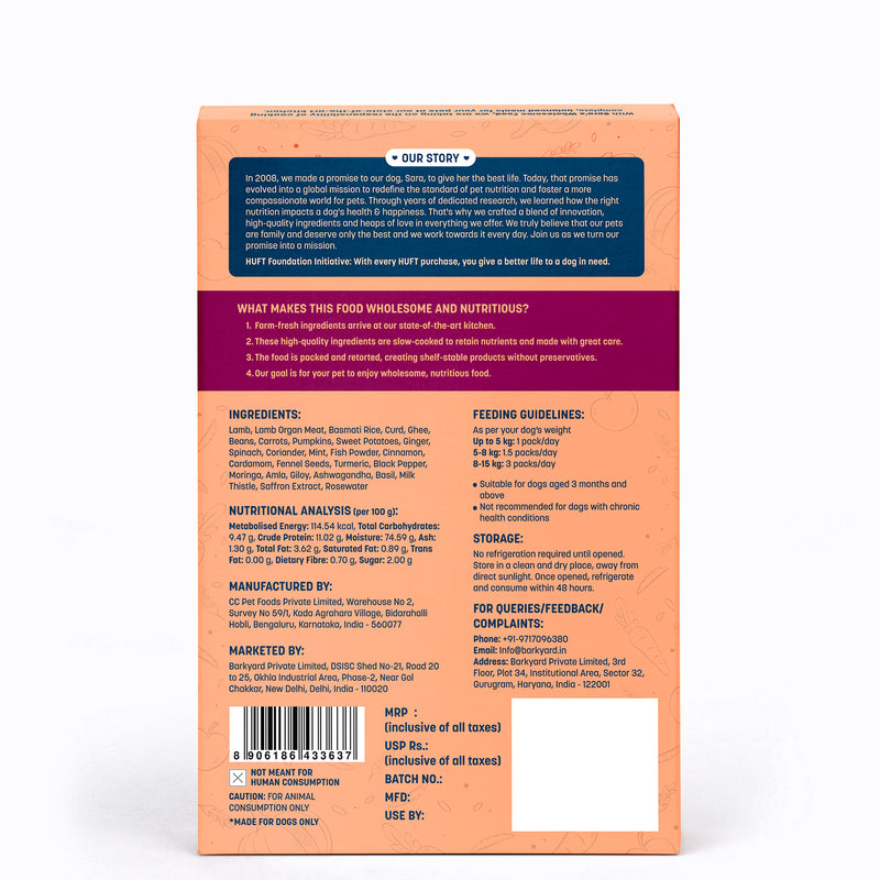 Sara's Wholesome Food Mutton Biryani for Dogs – Flavours of India – Human-Grade - Heads Up For Tails