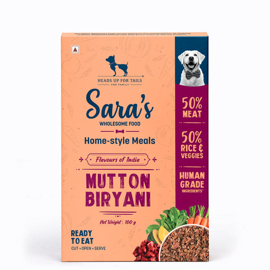 Sara's Wholesome Food Mutton Biryani for Dogs – Flavours of India – Human-Grade - Heads Up For Tails