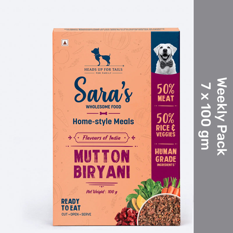 Sara's Wholesome Mutton Biryani Wet Dog Food Human-Grade - Weekly Pack