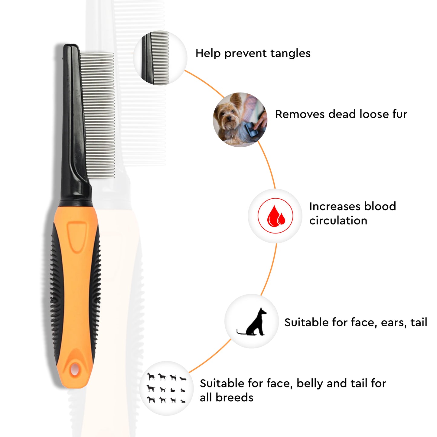 HUFT Narrow Tooth Comb For Pets - Heads Up For Tails