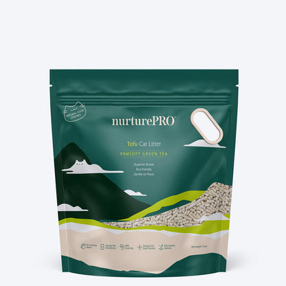 Nurture Pro Tofu Cat Litter Green Tea (Flushable & Lasts 4 Weeks) - 7 L (2.75Kg) - Heads Up For Tails