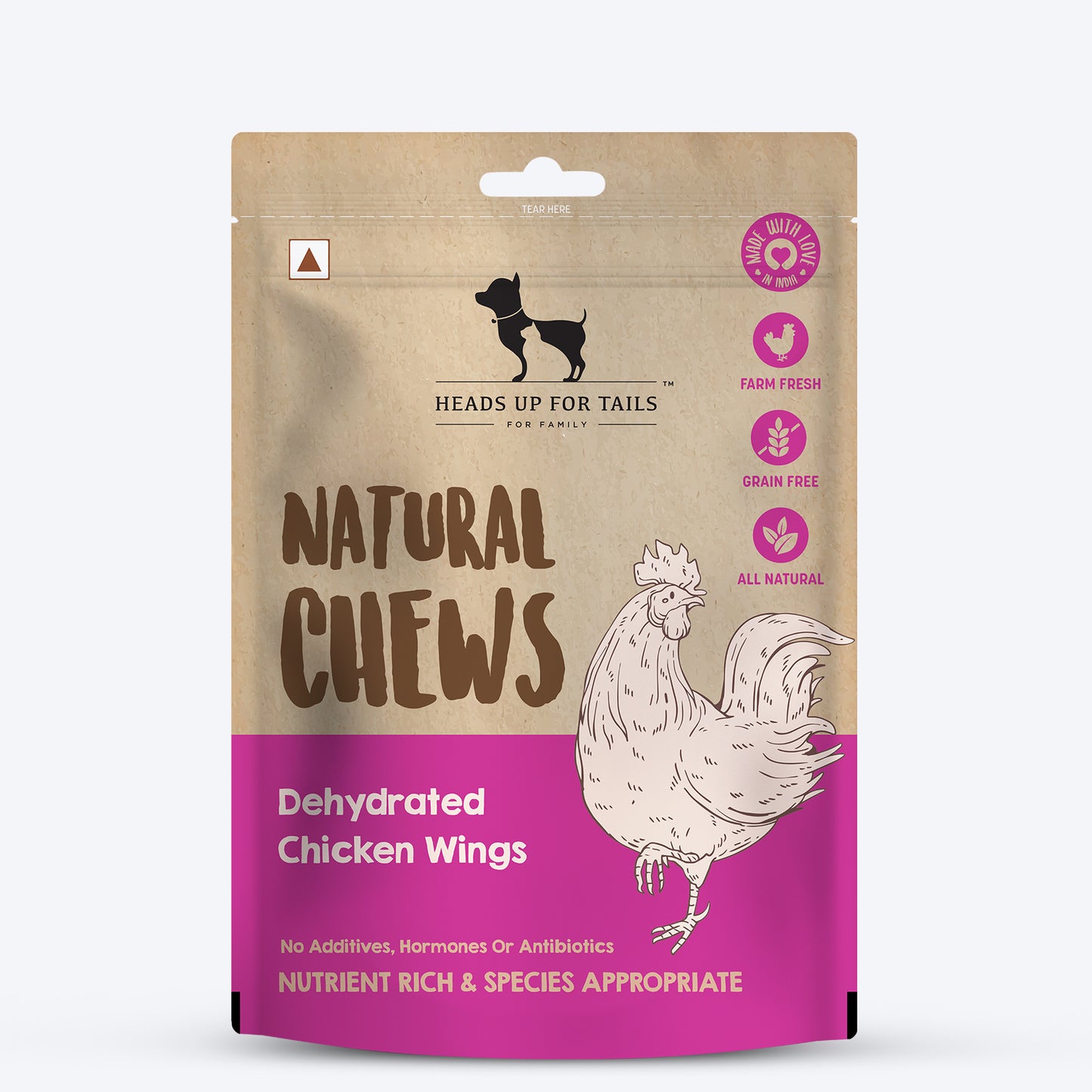 HUFT Natural Chews - Dehydrated Chicken Wings For Dog - 70g - Heads Up For Tails