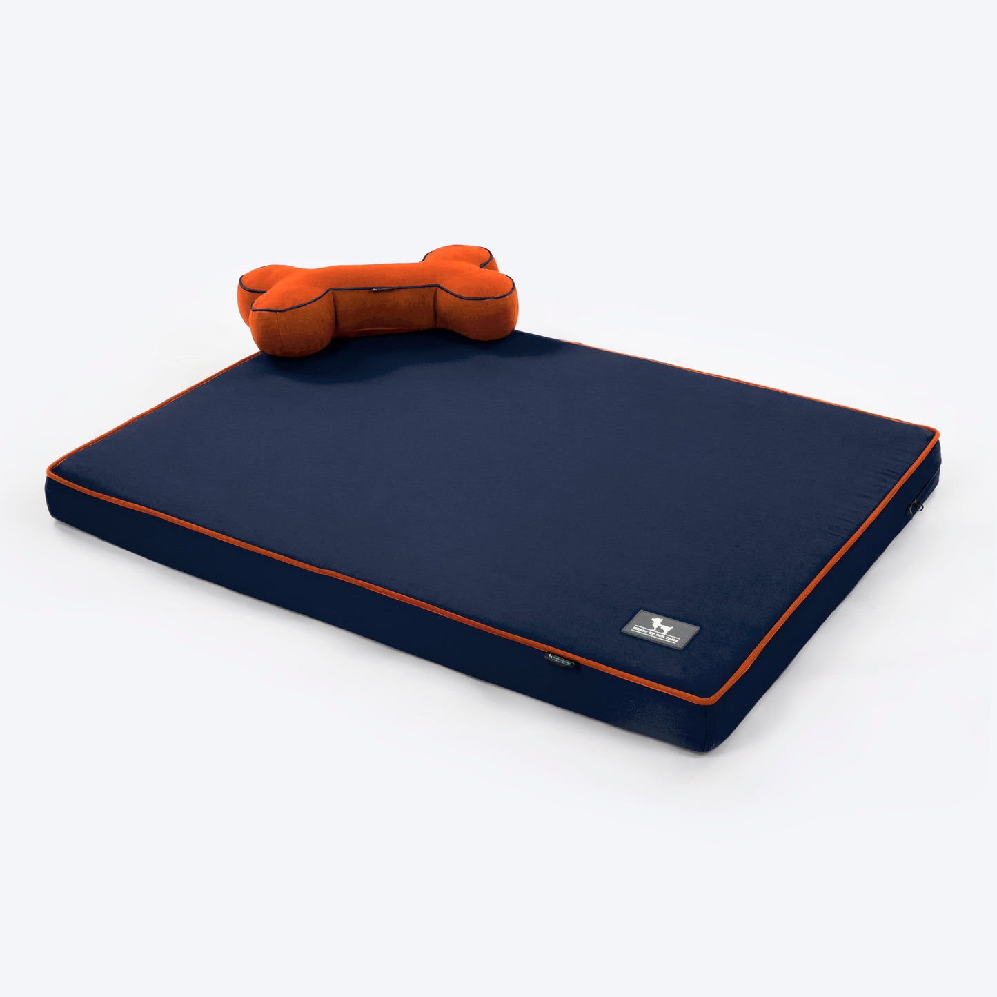 HUFT Made To Order Orthopaedic Dog Bed (Free Bone Cushion) - Blue & Orange