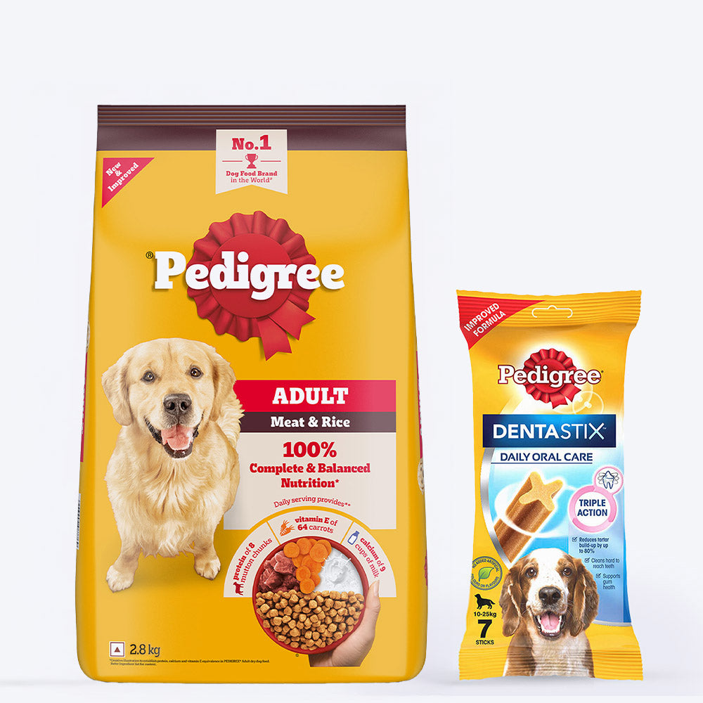 Pedigree Food & Dentastix Adult Dog Treat Combo - Pack of 2 - Heads Up For Tails