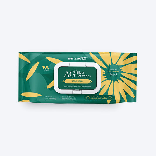 NurturePRO AG+ Silver Wet Pet Wipes - Aloe Vera  - 100 Sheets