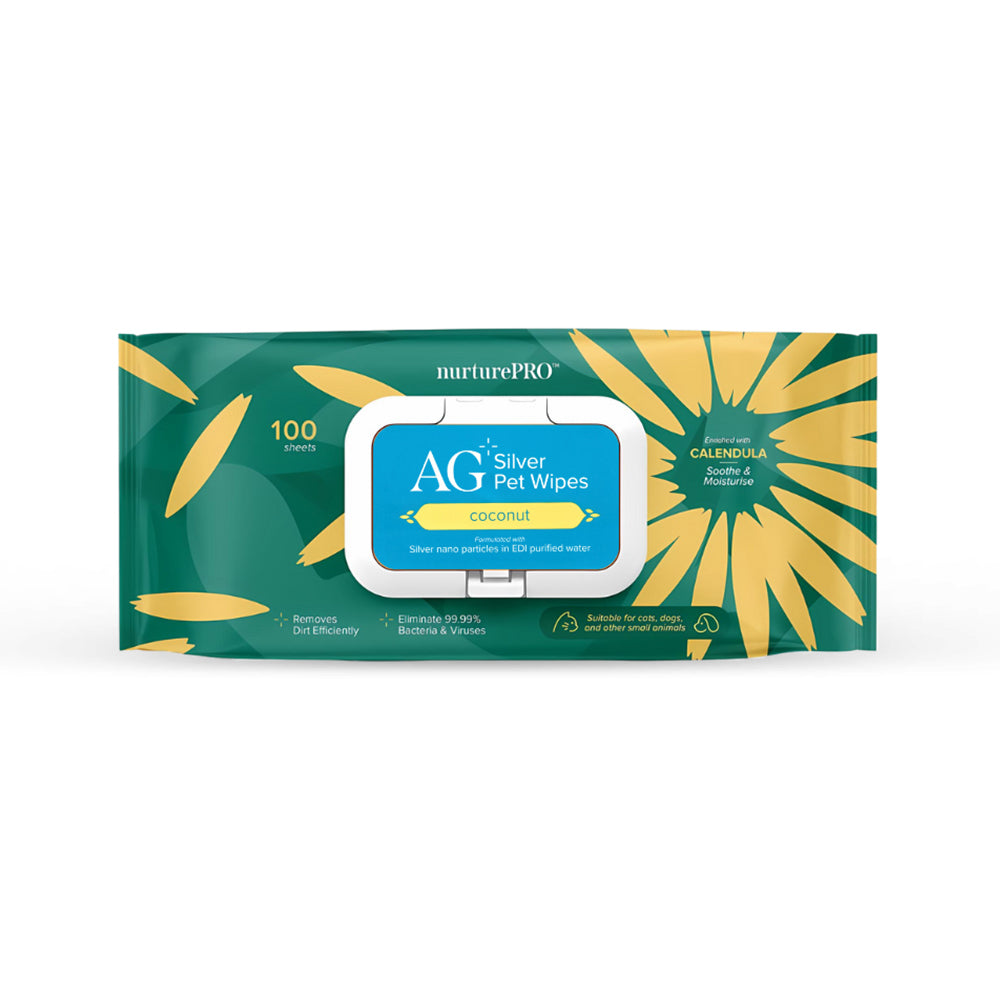 NurturePRO AG+ Silver Wet Pet Wipes - Coconut - Heads Up For Tails