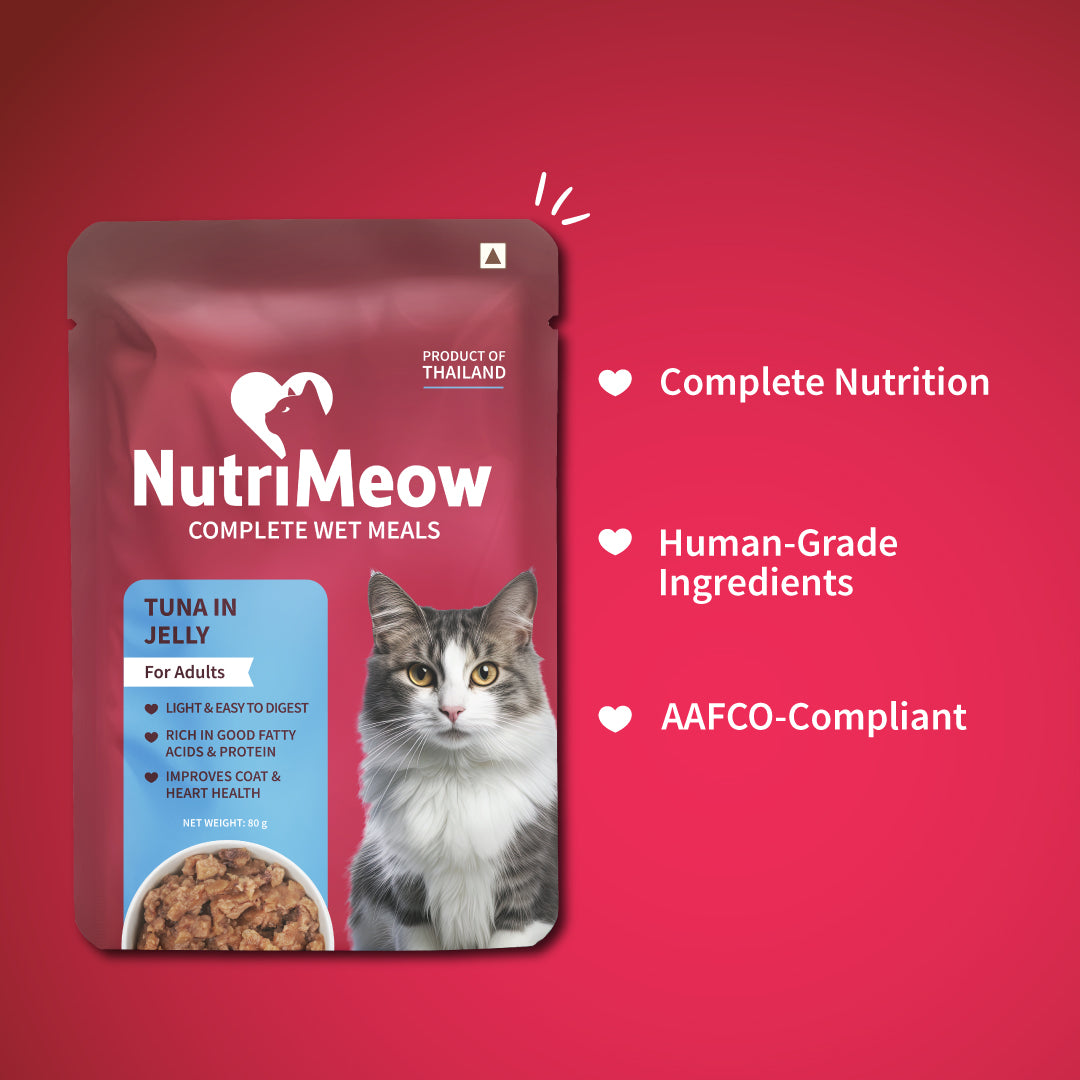 NutriMeow Tuna In Jelly Wet Food For Adult Cat - 80 gm - Heads Up For Tails