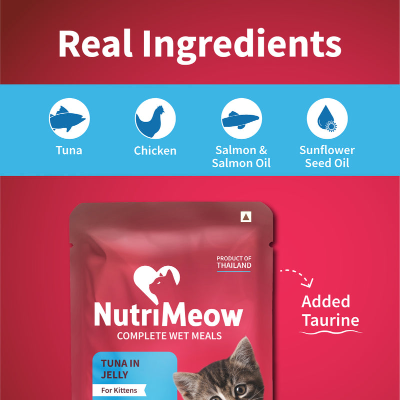NutriMeow Tuna In Jelly Wet Food For Kitten - 80 gm - Heads Up For Tails