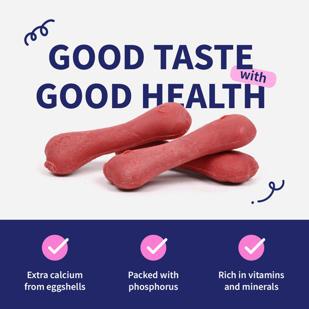 NutriWag Strawberry Calcium Chew Bones Treats For Dog - Heads Up For Tails