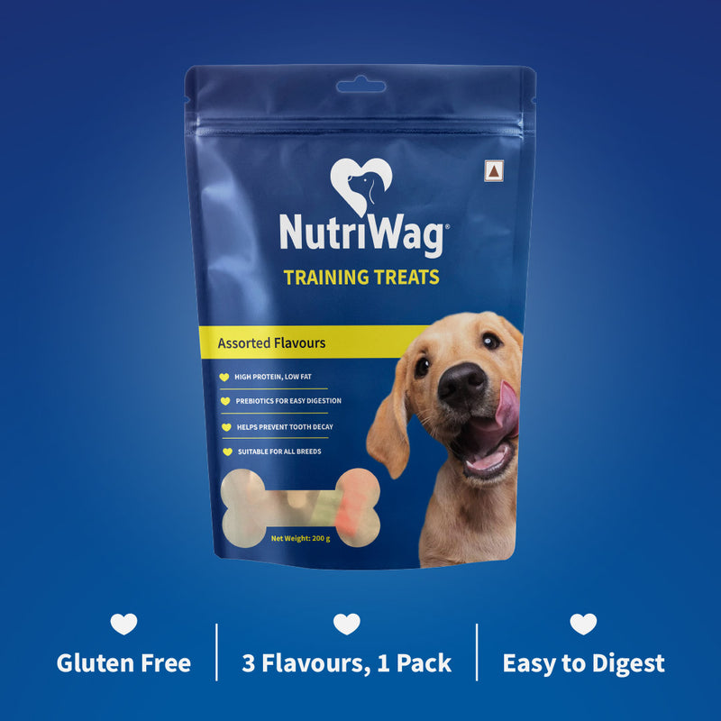 NutriWag Assorted Training Bites Dog Treats - 200 gm - Heads Up For Tails