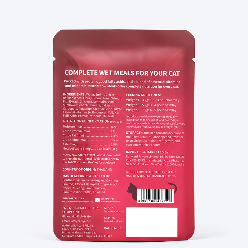 NutriMeow Oceanfish In Gravy Wet Food For Adult Cat - 80 gm - Heads Up For Tails