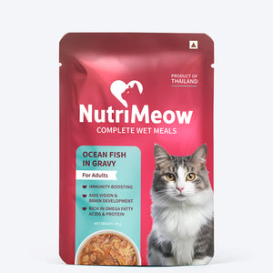 NutriMeow Oceanfish In Gravy Wet Food For Adult Cat - 80 gm - Heads Up For Tails